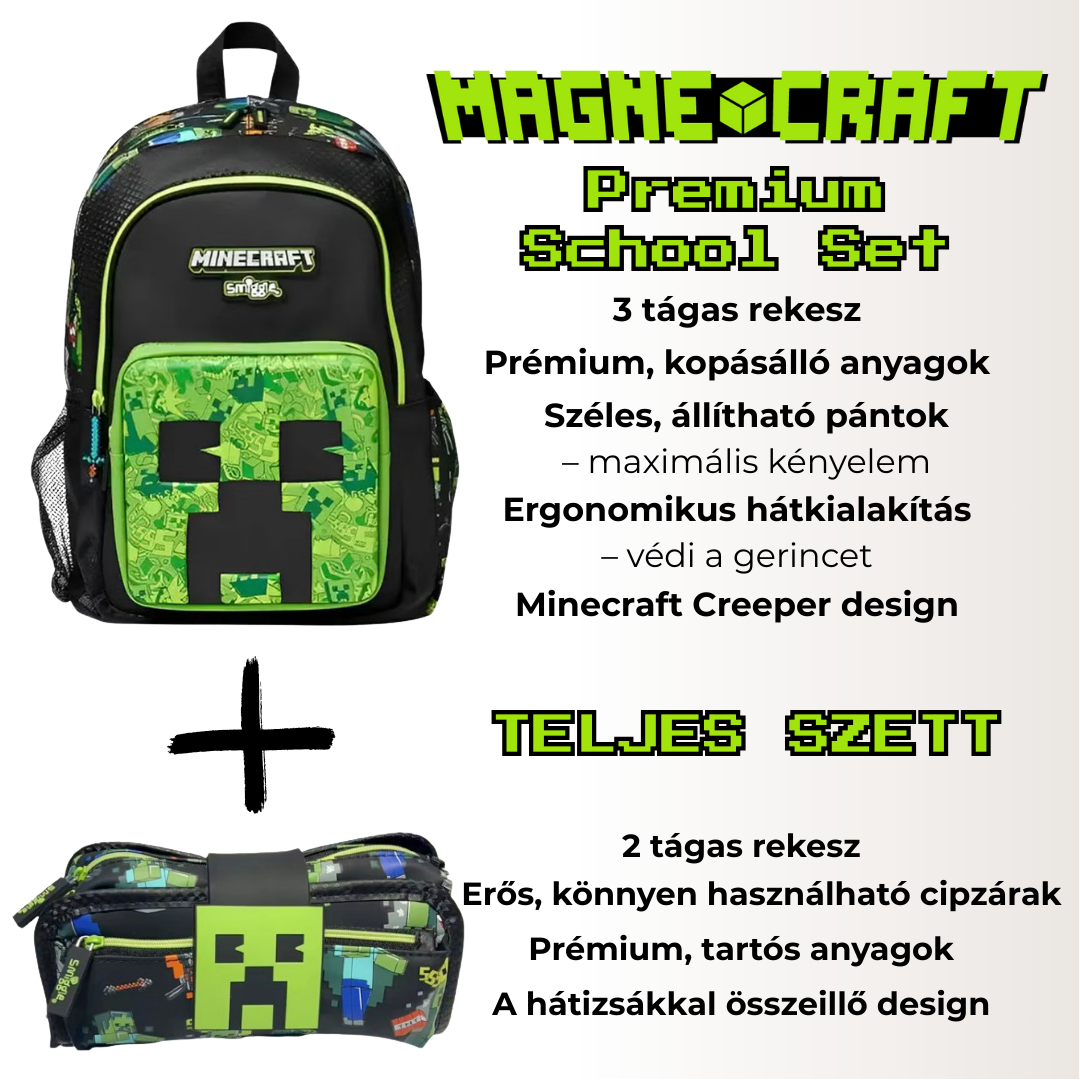 MagneCraft™ Premium School Set – Hátizsák + Tolltartó
